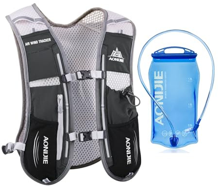 AONIJIE Hydration Vest Pack Backpack 5L Marathoner Running Race Hydration (Black and 1.5L Water Bladder)