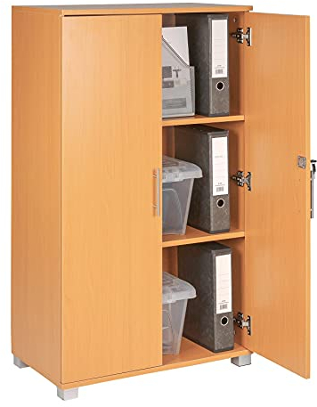 MMT Aktenschrank Aktenschrank Abschließbar 2 Türen Hochschrank aus Buchenholz für Zuhause Bürodokumente Akten Küche