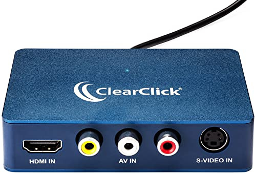 ClearClick Video to USB 1080P Audio Video Capture & Live Streaming Device - Input HDMI, AV, RCA, S-Video, VCR, VHS, Camcorder, Video8, Hi8, DVD, Gaming Systems - USB-C Plug & Play