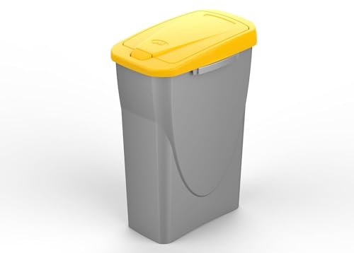 eacommerce - Pattumiera per raccolta differenziata Componibile in Plastica | Sistema di Aggancio Facilitato | Ideale per Casa e Giardino | Giallo 25 Litri