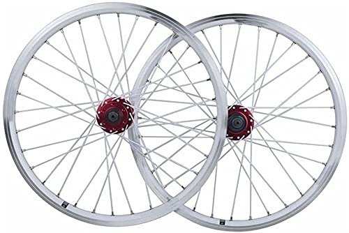 ZECHAO Faltbare Fahrrad-Radsatz 20 Zoll BMX Fahrrad-Rad-Double-Layer-Felge Disc/V-Bremse QR 7-10 Geschwindigkeit Wheelset (Color : White)