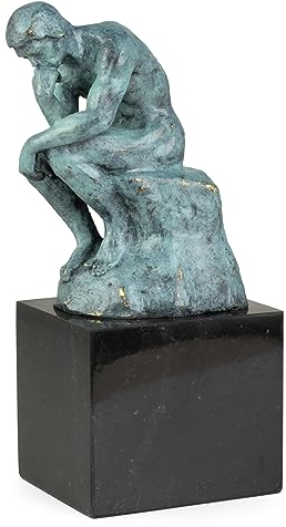 Moritz Figura in bronzo pensatore Rodin verde finitura altezza 20 cm 1,95 kg scultura statua stile antico storico decorazione vintage
