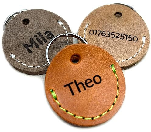 Hundemarke Leder-Etui MIA | Tassomarke Etui | Inklusive Prägung/Name-Telefonnummer | Handmade by Manufactica®