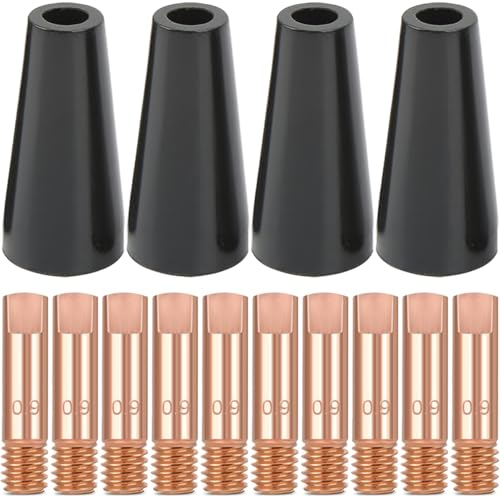 EATBALE 14AK 15AK Gasless Nozzle Tips Kit, MIG Welding Contact Tip 0.9mm 0.035'' M6, Welding Torch consumables for MIG MAG 15AK 14AK MB15 MB14 Welder Accessories (14Pcs)
