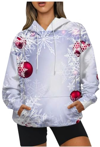 Weihnachts Hoodie Damen Outdoor Weihnachtspullover Casual Damen Sweatjacke Pullover & Strickjacken Für Damen Kuschelig Rollkragenpullover Damen Stylish Sweatshirts Für Damen(1-Light Purple,XXL)