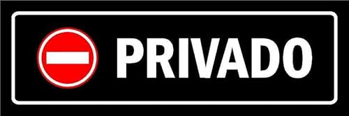 Private. Black informational sign with 'no entry' pictogram SP052-1mm flexible Plastic sign (150mm x 50mm)