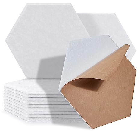 FIVOVO Insonorización Acústica Pared Autoadhesivo, 12 Piezas Placas Paneles Acústicos Hexagonales para Decoración de Paredes y Tratamiento Acústico, Panel Acústico Decorativo (30x26x1cm).
