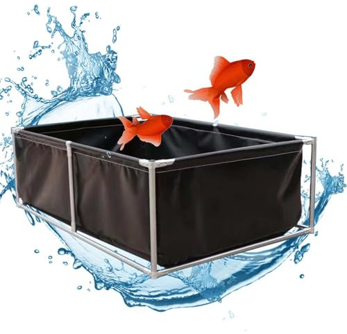 Pounjsd Liner de Bassin Étang à Poissons en Toile avec Support, Étang À Poissons en Toile, Étangs d'aquarium extérieurs pour Bassin à Poissons, Piscine(3 * 1 * 0.5m-Noir)