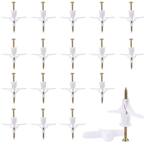 50 Sets Hohlraumdübel Butterfly, Spreizdübel Hohlwanddübel, Gipskartondübel Set mit Schrauben, Rigipsdübel Schrauben Set für Regibsdübel Wand, Hohlwände Beton Gipskarton Dübel Befestigungen (weiß)