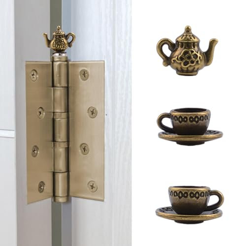 UFURMATE Hinge Head Home Decoration 3Pcs Magnetic Vintage Mini Teacup Hinge Decorative Topper Creative Bronzed Tea Cup Hinges Head Magnets Ornaments