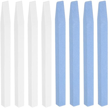 sourcing map 8pcs Pumice Stone Nail File, Pumice Nail Polishing Stick Cuticle Remover Pusher, Professional Quartz Stone Nail Filing Buffer Manicure Tool for Salon Nail Art Care, White,Blue