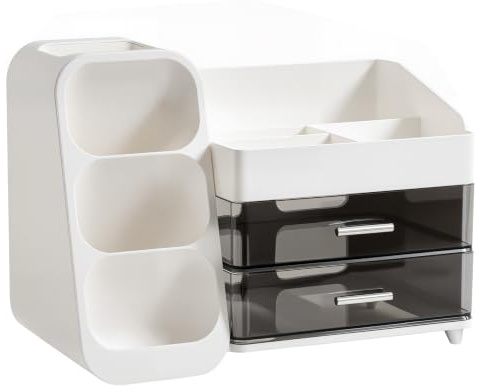 HBlife Makeup Organiser Storage with Drawers 3 in 1 Cosmetic Storage | Cosmetic Skincare Organiser Sturdy Multi-Function Makeup Organizer Perfect for Dresser, Bathroom, Bedroom