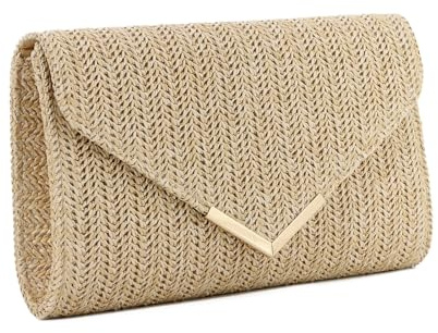 SUKUTU Pochette in Paglia Rafia Borsa da Sera Estiva in Rattan Borsa da Spiaggia intrecciata per Donna matrimonio Vacanza Viaggio Festa 2025