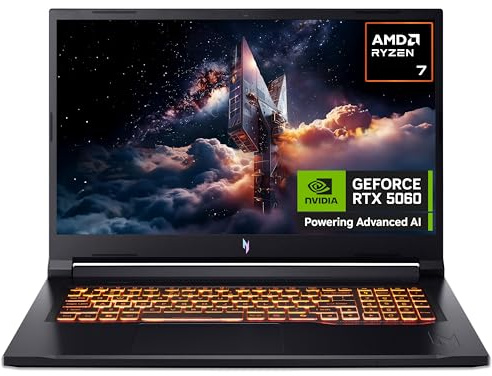 Acer Nitro V17 AI ANV17-41 Gaming Laptop - AMD Ryzen 7 260, 16GB, 1TB SSD, NVIDIA GeForce RTX 5060, 17.3 QHD 165Hz, Windows 11, Black