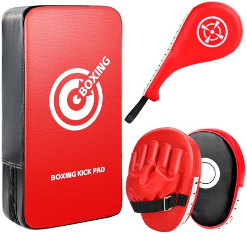 NZQXJXZ Set di Kick Pad per Bambini – Kick Pad Taekwondo, Paratìa Curva & Doppio Paddle da Calcio per Bambini e Adolescenti, Accessori Sicuri per Arti Marziali per Boxe, Colpi di Pugno e Calci