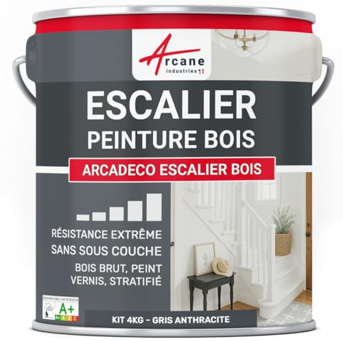 ARCANE INDUSTRIES Peinture pour escalier en bois - 4 kg Gris Anthracite - RAL 7016
