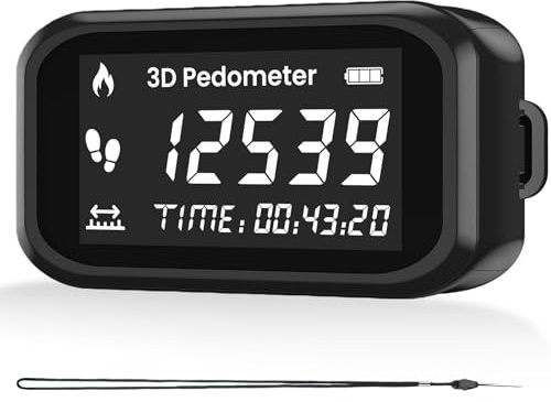 Podómetro 3D para caminar, podómetro preciso con cordón de clip, podómetro simple para caminar con pantalla LCD, rastreador de pasos para caminar, correr, senderismo, entrenamiento deportivo