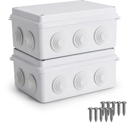 2 Unidades Caja de Derivación Superficie Estanca IP65, 150x110x70mm Caja Eléctrica Exterior ABS Blanca, Caja de Conexiones, Caja de Empalme Plástica para Proyecto Eléctrico