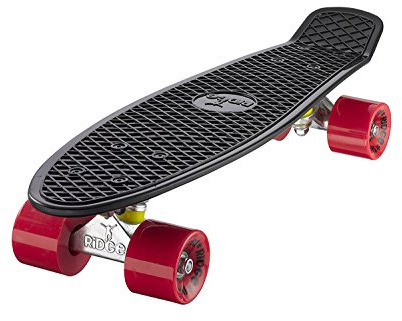 Ridge Retro 22 - Skateboard, Color Negro y Rojo, 55 cm (22'')