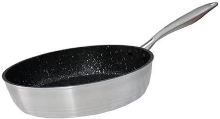 Bastilipo - Padella profonda in alluminio da 24 cm, antiaderente, completamente induttiva, manico rivettato in acciaio spazzolato, modello Titanium Pro 24H