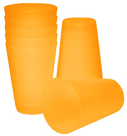 S&S-Shop Vasos de plástico duro, 10 unidades, 400 ml, color naranja, vasos reutilizables, vasos de cóctel, camping, vajilla para niños, JGA, vasos apilables, vasos para fiestas, vasos de plástico