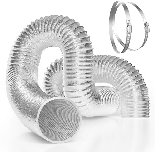 VIVOSUN 6 Inch Flex Air Aluminum Ducting for HVAC Ventilation with 2 Stainless Steel Clamps, 8 Feet Long Multi-Layer Dryer Hose Vent Kit for Duct Fan Systems
