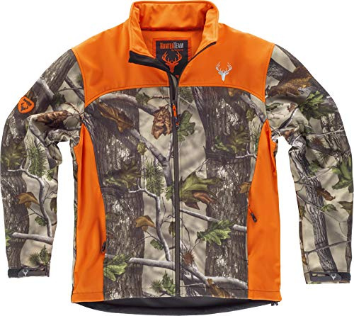 Work Team Chaqueta Caza y Pesca workshell Estampada con Motivos Vegetales, con canesús y costadillos a Contraste. Cuello Alto y cubrecosturas Interior Hombre