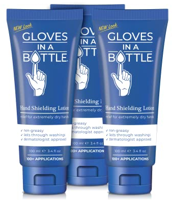 Gloves In A Bottle Shielding Lotion - Great for Dry Itchy Skin! Non Greasy and Fragrance Free - 100ml Tube 3 Pack