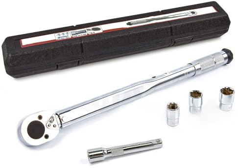 JOMAFA LLAVE DINAMOMETRICA 1/2 13.6 a 203.5 Nm con alargador, 3 vasos de 17, 19 y 21 mm y certificado de calibración