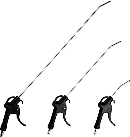 Knpwer 3 Stück Ausblaspistole,Druckluftpistole Pressluft,Ausblaspistole Druckluft mit 95mm-490mm Düse (2-Black)