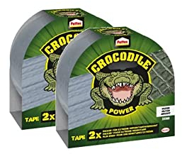 Pattex Crocodile Power Klebeband, starkes Gewebeband mit doppelter Dicke, extreme Widerstandsfähigkeit für schwierigste Reparaturen, Duct Tape für verschiedene Materialien, silber, 2 x 20m