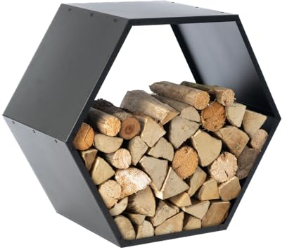 WESTMANN Étagère à bois de cheminée en forme d'abeille, 88 x 45 x 77 cm, en acier, pour ranger le bois de chauffage