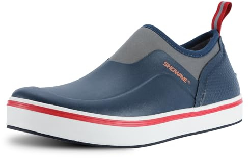Showave Men's Deck Shoes Waterproof Short Rain Boots Breathable Sports Sailing Booties Non-slip Rubber Boots Low Cut Design for Outdoor Fishing Gardening Walking, Navy Size 11