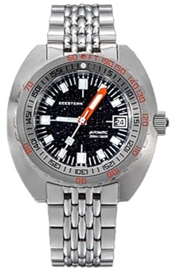 Seestern Vintage Sub 300 Automatik Stahl Schwarz Datumsanzeige Herrenuhr, Armband