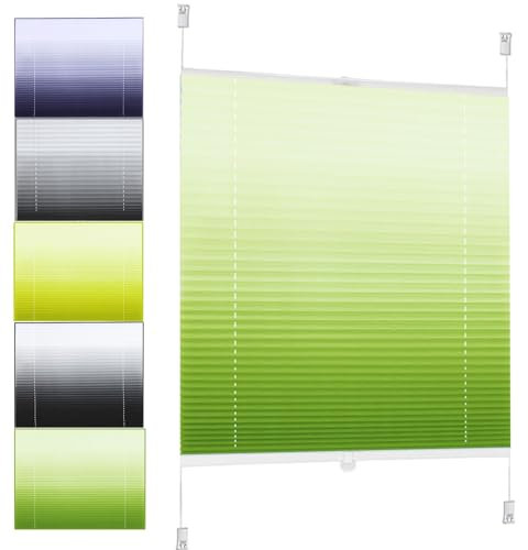 Plissee ohne Bohren Plissees Klemmfix 25 x 90 cm Sichtschutz und Sonnenschutz Blickdicht Jalousie Faltrollo Fensterrollo Rollo mit Klemmträger / -fix für Fenster und Tür, Grün
