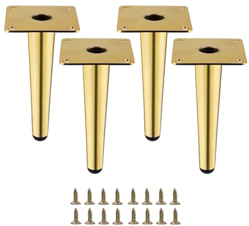 SWTOOL Gold Metal Furniture Legs Heavy Duty Straight Furniture Feet DIY Modern Replacement Legs for Cabinet Sofa Couch Chair-Set of 4 (Gold, 6)