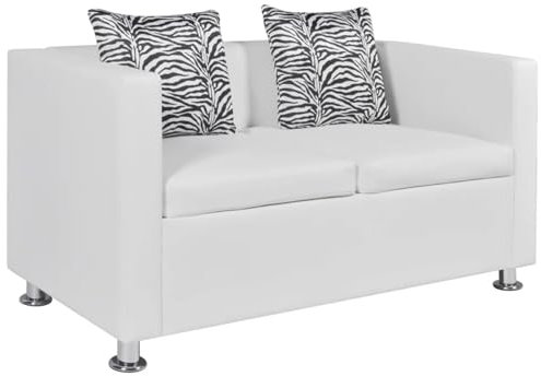 ShGaxin Vit konstläder 2-sits soffa, vardagsrumssoffor, relaxsoffa, vardagsrumsdekoration, vardagsrumsmöbler, soffmöbler, moderna soffor