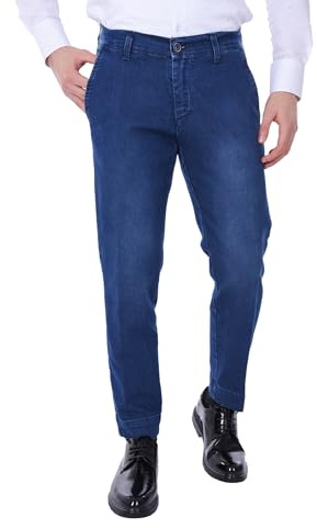 Ciabalù Jeans Uomo Invernali Eleganti Capri in Cotone Caldo Over Size Made in Italy Pantaloni Tasca America vestibilità Comoda (IT, Numero, 54, Regular, Regular, Blu)