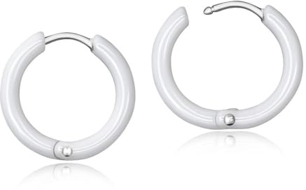 Soul-Cats Elegante Keramik Creolen mit Geschenkschachtel zeitlose Damenohrringe in weiß