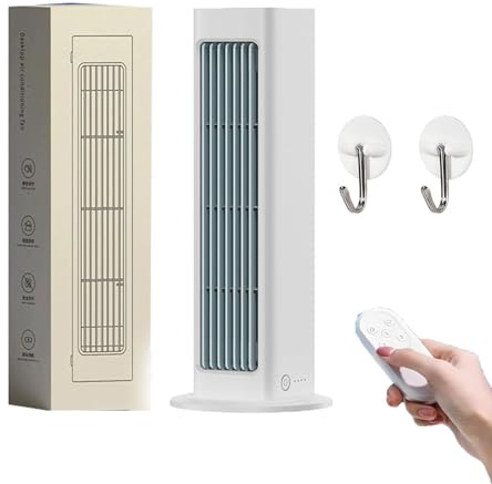 Breezamax, Breeze Max Air Cooler, Qinux Brizaac - Beat the Scorching Heat & Humidity Instantly, Klimaanlagenventilator ohne Bohren mit Fernbedienung, 3 Geschwindigkeiten, Für Schlafzimmer Büro (Weiß)