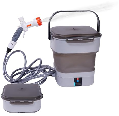 Hochdruckreiniger mit Wassertank, Tragbarer Mobile Outdoor Cleaner, Elektrischer Hochdruckreiniger mit 12 Liter Wassertank, 5-in-1-Düse, für Terrasse, Campingdusche und Haustierreinigung