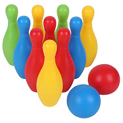 FLORMOON Juegos de Bolos 10 unids Juego de Bolos Interior para Exterior Divertidos Plásticos Juguetes Educativos Juegos Deportivos Familia para Edad 2 3 4 5 6 Años Niños Niñas L