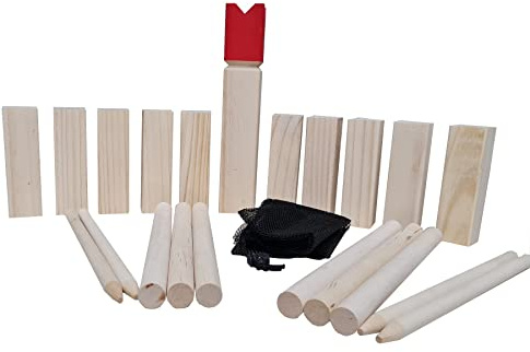 Kubb Jeu de lancer en bois pour enfants et adultes - Jeu de lancer Viking pour 2 à 12 joueurs avec sac de transport et instructions (français non garanti)