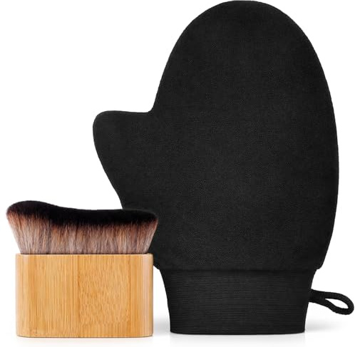 Self Tanning Mitt Self Tanner Mitt Applicator Kit Self Tanner Mitt Tanning Glove Self Tanner Back Applicator Soft Tanning Glove And Brush Tan Brush Kabuki Body Brushes Self Tanning Kit for Face Body