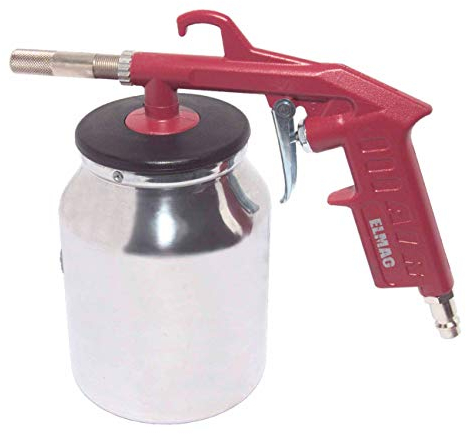 ELMAG Sandstrahlpistole mit UT Modell 166 A | Druckluft-Sandstrahlgerät mit Universal-Tankanschluss | 6–8 bar | Aluminiumgehäuse