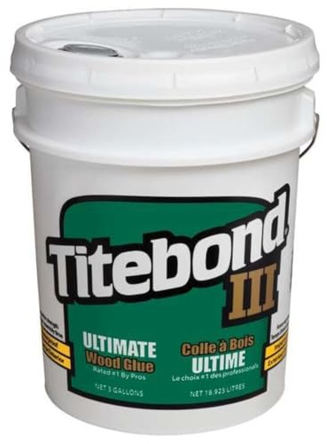Titebond III Ultimate Wood Glue 5 Gal. – Premium Professional Woodworking Adhesive, Waterproof, Strong Initial Tack, Interior/Exterior Use, Easy Water Cleanup – 1417