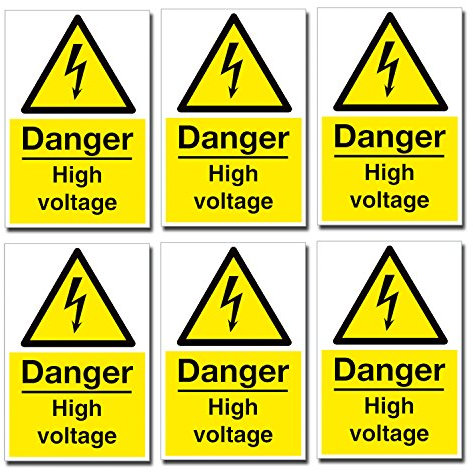 6 x Small Danger High Voltage Stickers Health and Safety Sign Electrical #0220 (Self Adhesive)