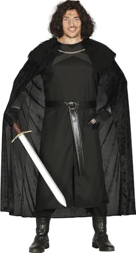 FIESTAS GUIRCA | Disfraz Vigilante Medieval Adulto (54-56/XL) - Capa, Cinturón y Túnica - Disfraces de Caballero y Guerrero para Halloween, Carnaval y Fiestas de Disfraces - Ideal para Hombres - Negro