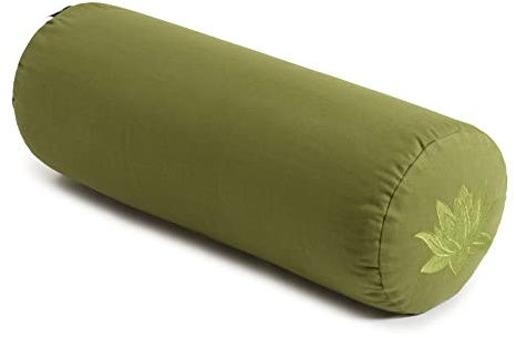 Yoga Studio YS/Lotus/BWBolster/Green, Cuscino da Meditazione in Cotone con Chiusura Lampo YKK, 23 x 61 cm, Colore: Verde Oliva Unisex-Adulto, Standard