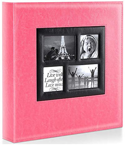 Benjia Fotoalbum, 1000 Taschen, extra groß, Ledereinband, Einsteckalbum, Hochzeitsfotoalben, für 1000 Fotos im Format 10 x 15 cm, Rosa